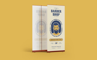 Barbershop Roll Up Banner Template - Retro