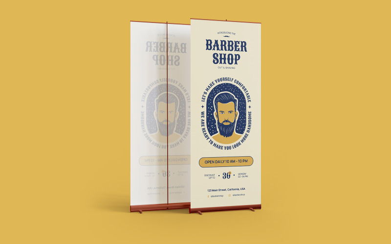 Barbershop Roll Up Banner Template - Retro Corporate Identity