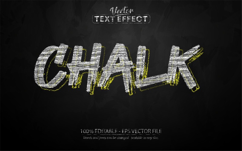 Chalk - Blackboard Style, Editable Text Effect, Font Style, Graphics Illustration
