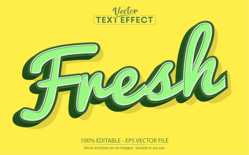 Fresh - Yellow Color Cartoon Style, Editable Text Effect, Font Style, Graphics Illustration