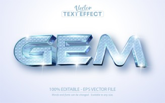 Gem - Diamond Blue Style, Editable Text Effect, Font Style, Graphics Illustration