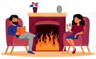 Resting at Home Vector Illustration
