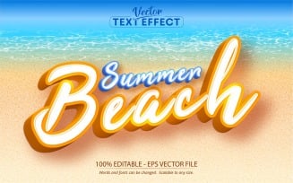 Summer Beach - Cartoon Style, Editable Text Effect, Font Style, Graphics Illustration