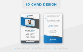 Blue Clean Minimalist ID Card Design Template