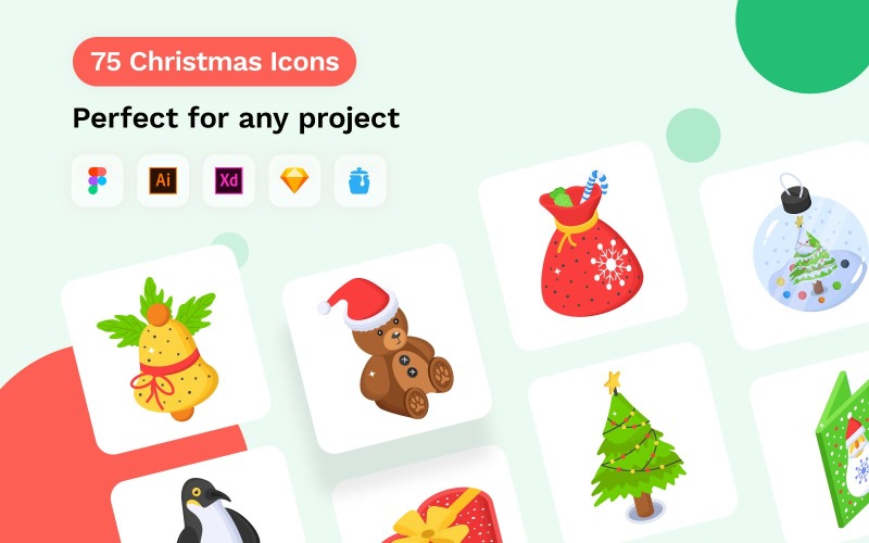 75 Christmas Iconset template Vectors Icon Set