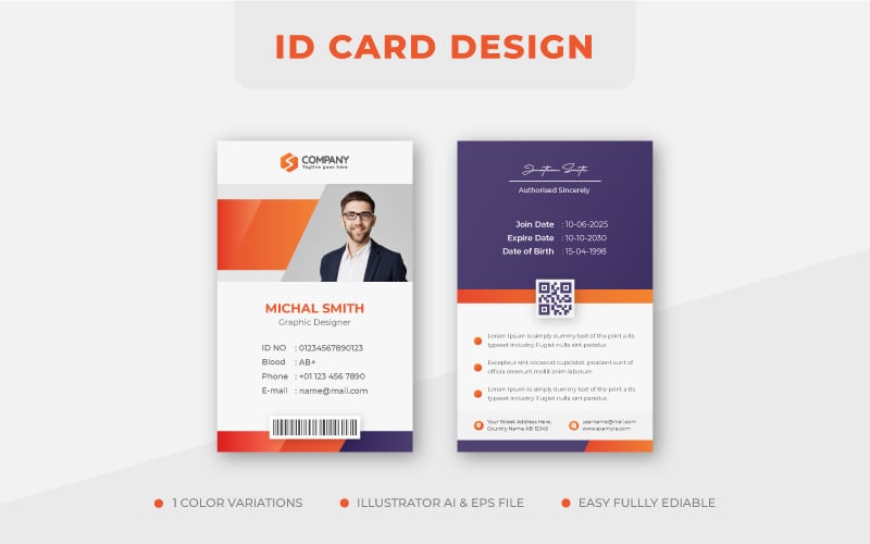 Clean Business Office ID Card Design Corporate Identity