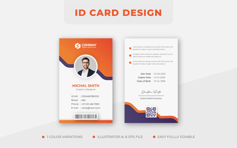 Clean Minimalist Business Identity Card With Orange Color Corporate Identity