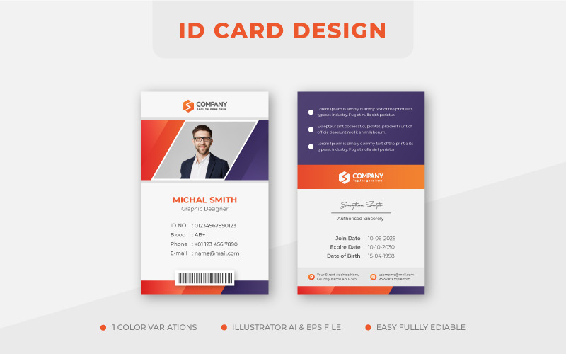 Clean Professional Office ID Card Design Corporate Identity