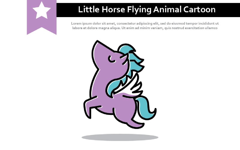 Cute Little Horse Jumping Flying Wing Animal Cartoon Illustration