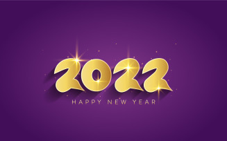 Elegant Greeting Happy New Year 2022 With Gold Color - Banner Design