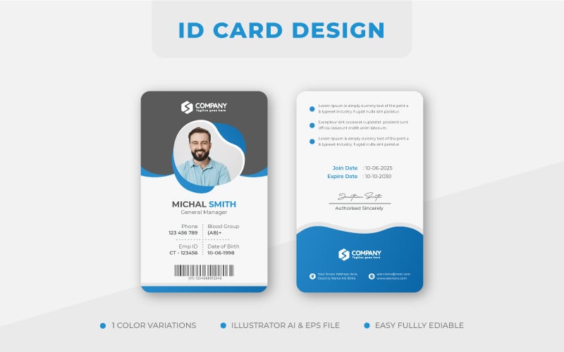 Minimalist Modern Professional ID Card Design Template Corporate Identity