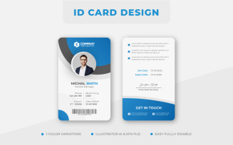 Modern Office ID Card Template With Blue Color