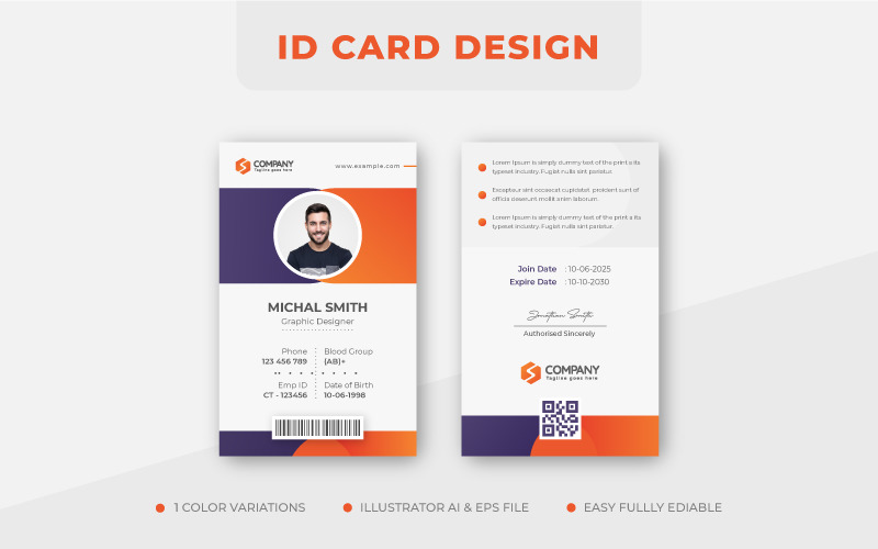Orange Corporate Office ID Card Design Template Corporate Identity