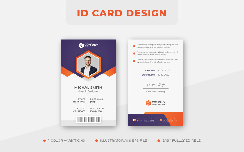 Orange Creative Company ID Card Template Corporate Identity
