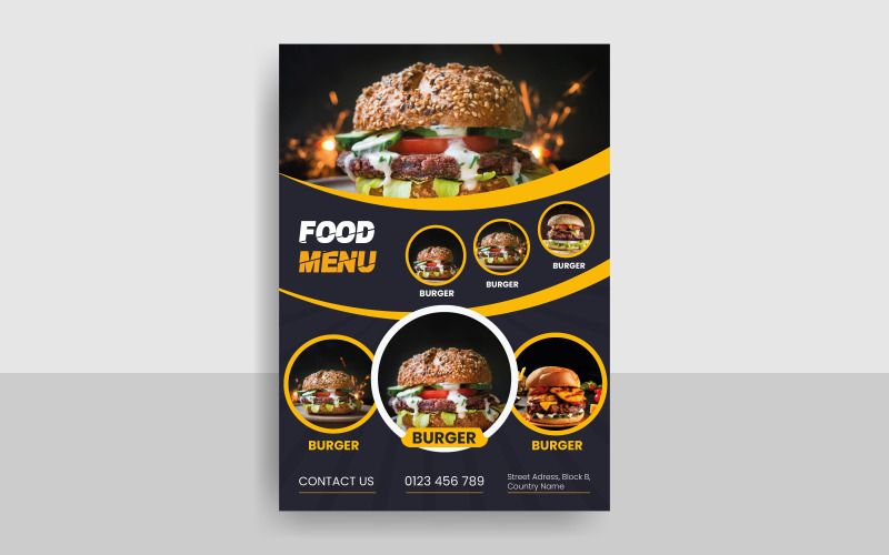 Restaurant Food Menu Flyer Template Design Corporate Identity