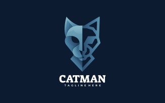 Cat Man Gradient Line Art Logo