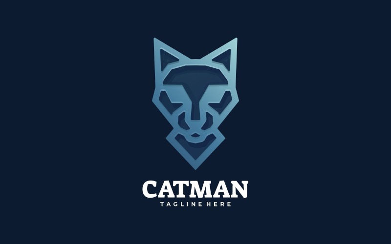 Cat Man Line Art Logo Style Logo Template