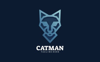 Cat Man Line Art Logo Style