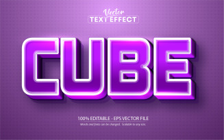 Cube - Games And Cartoon Style, Editable Text Effect, Font Style, Graphics Illustration