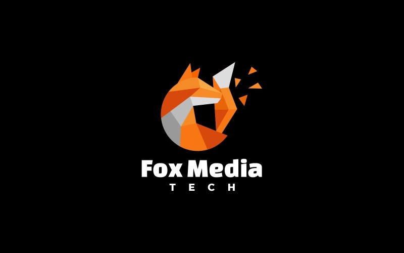 Fox Media Low Poly Logo Style Logo Template