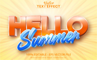 Hello Summer - Cartoon Style, Editable Text Effect, Font Style, Graphics Illustration