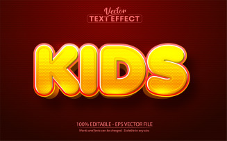 Kids - Yellow Color Cartoon Style, Editable Text Effect, Font Style, Graphics Illustration