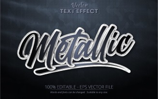 Metallic - Dark Silver Style, Editable Text Effect, Font Style, Graphics Illustration