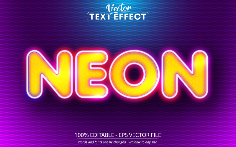 Neon - Neon Glowing Style, Editable Text Effect, Font Style, Graphics Illustration