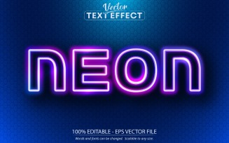 Neon - Purple Color Glowing Style, Editable Text Effect, Font Style, Graphics Illustration