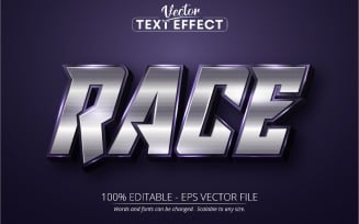 Race - Dark Silver Style, Editable Text Effect, Font Style, Graphics Illustration