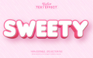 Sweet - Pink Color Cartoon Style, Editable Text Effect, Font Style, Graphics Illustration