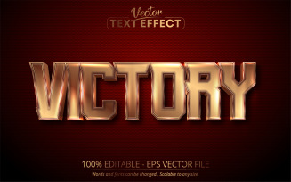 Victory - Metallic And Golden Style, Editable Text Effect, Font Style, Graphics Illustration