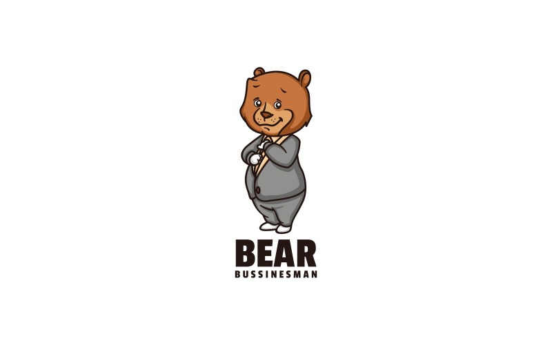 Bear Businessman Cartoon Logo Logo Template