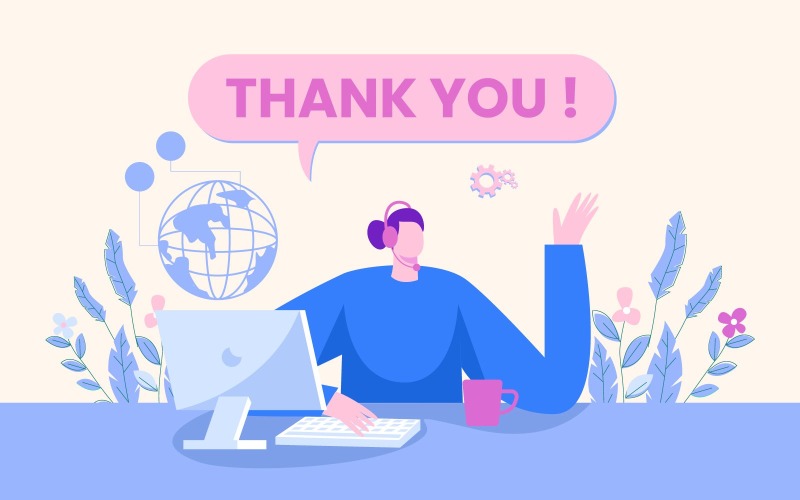 Free Thank You Website Page Illustration Concept Vector