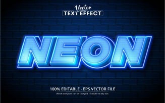 Neon - Neon Glow Style, Editable Text Effect, Font Style, Graphics Illustration