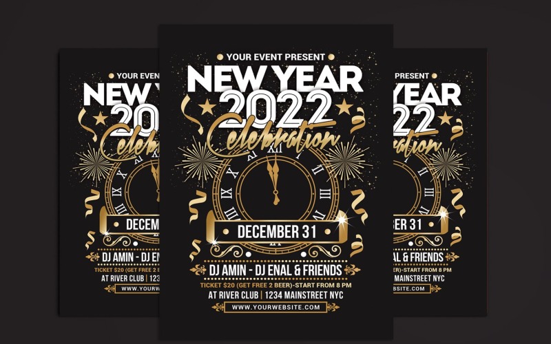 New Year 2022 Party Celebration Flyer Corporate Identity