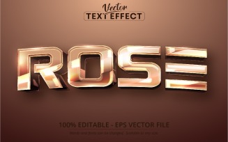 Rose - Shiny Rose Golden Style, Editable Text Effect, Font Style, Graphics Illustration