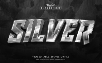 Silver - Dark Silver Style, Editable Text Effect, Font Style, Graphics Illustration