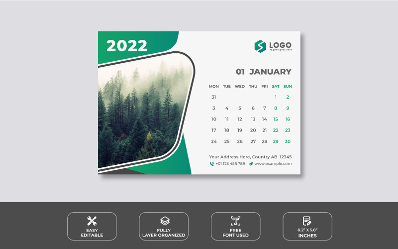 Creative 2022 Desk Calendar Design Template Planner