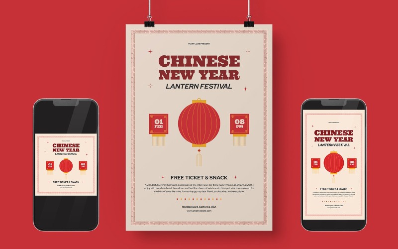 Chinese New Year Lantern Festival Flyer Pack Corporate Identity