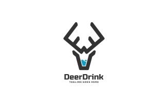 Deer with Drink Line Art Logo