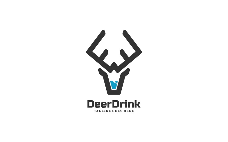 Deer with Drink Line Art Logo Logo Template