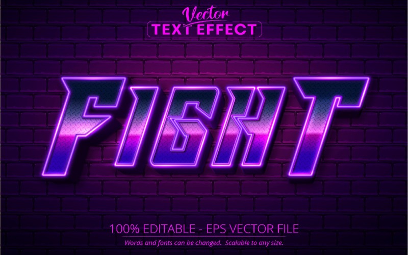 Fight - Editable Text Effect, Neon Glowing Font Style, Graphics Illustration
