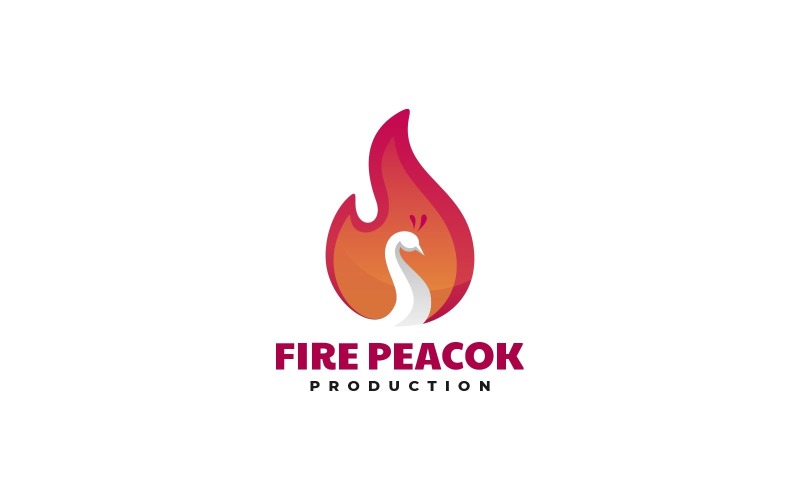 Fire Peacock Gradient Logo Logo Template