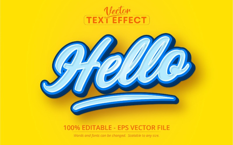 Hello - Cartoon Style, Editable Text Effect, Font Style, Graphics Illustration