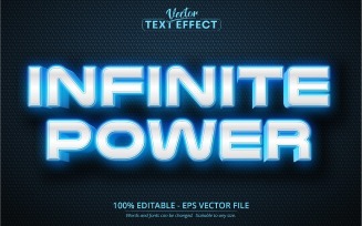 Infinite Power - Neon Glowing Style, Editable Text Effect, Font Style, Graphics Illustration