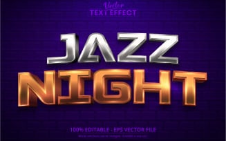 Jazz Night - Editable Text Effect, Shiny Golden And Silver Font Style, Graphics Illustration
