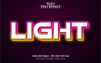 Light - Editable Text Effect, Neon Glowing Font Style, Graphics Illustration