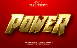 Power - Editable Text Effect, Shiny Golden Font Style, Graphics Illustration