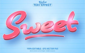 Sweet - Editable Text Effect, Pink Cartoon Font Style, Graphics Illustration